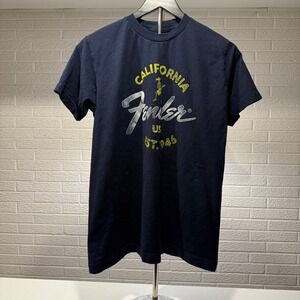 Fender California Graphic T Shirt Navy Blue Short Sleeve Crew Neck Mens M